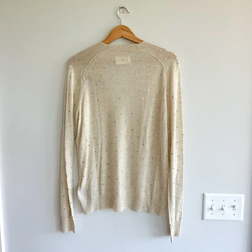 Zadig & Voltaire Elya Strass Embellished Cashmere Pullover Sweater Cream L NWT - Picture 3 of 10